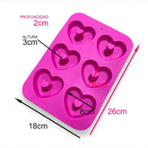 Molde Silicona Donas Corazón x 6 Cavidades